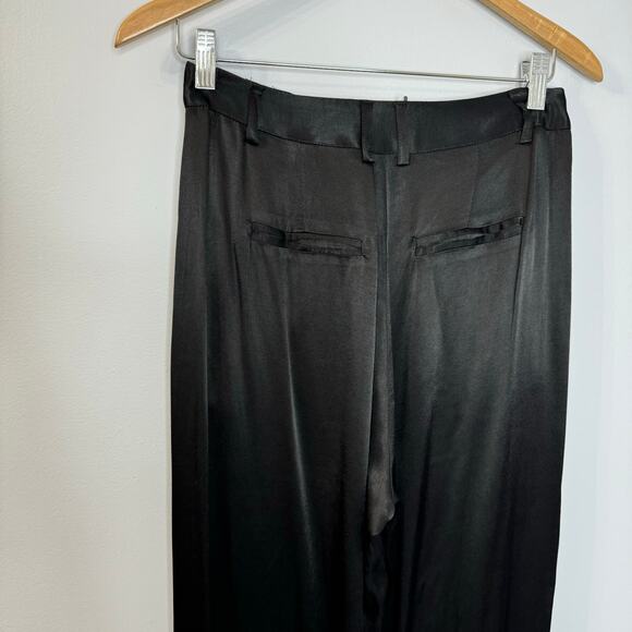 DISSH Simone Black Straight Satin Pleated  Front Pants Sz 4 Minimalist New - Picture 9 of 12